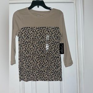 NWT, Kim Rogers Animal Print Top, Size Petite Small